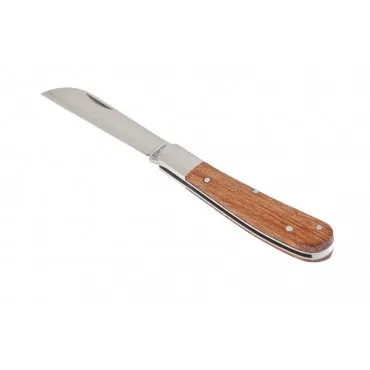 Összecsukható, egyenes pengéjü kerti kés, 173 mm, fa nyéllel