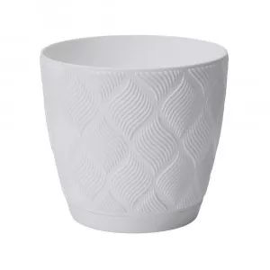 Kaspó alátéttel Flow Petit Eco Recycled 13 fehér