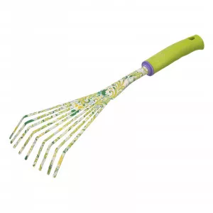 Hosszukás legyező gereblye, kerek fogakkal FLOWER GREEN